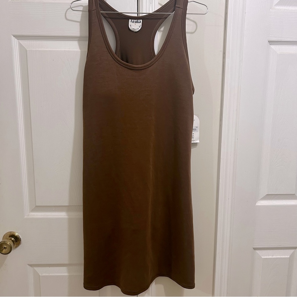 ARULA Chocolate Brown Tank Style Athletic Dress with Built in Shorts Size 1X NWT